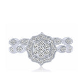 10K White Gold Diamond Cluster Engagement Ring Set